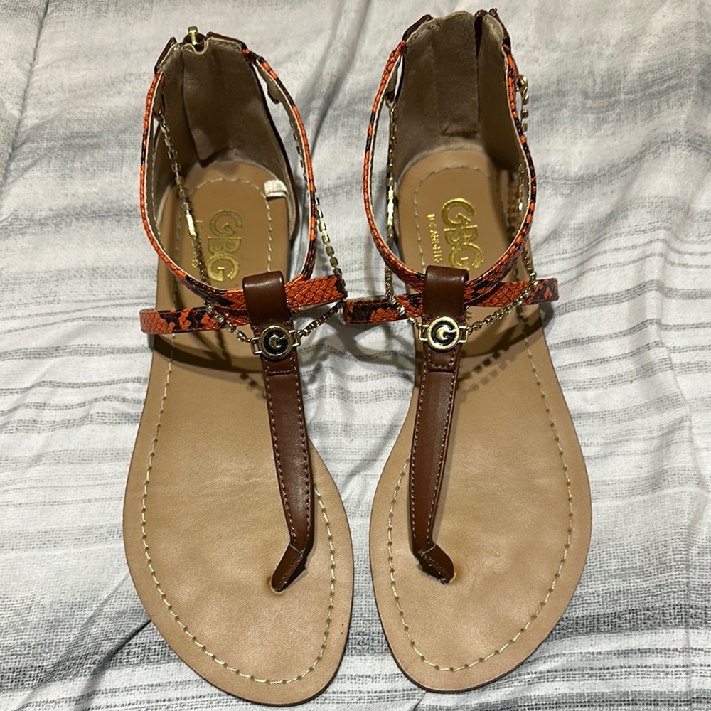 G by Guess Women's Brown and Orange Sandals